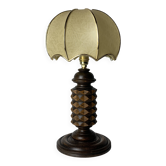 Lampe de table en bois tourné en forme de cocon champignon dans le style de Charles Dudouyt