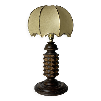 Wood Turned Mushroom Cocoon Table Lamp in the style of Charles Dudouyt