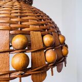 70s woven wicker pendant light