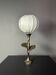 Lampe fleur en laiton massif argenté sur mesure avec abat-jour en tissu cocon, années 1970.