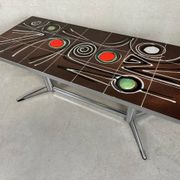 Mid-century coffee table – ceramic and chrome