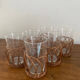 Tray with 6 rattan glasses
