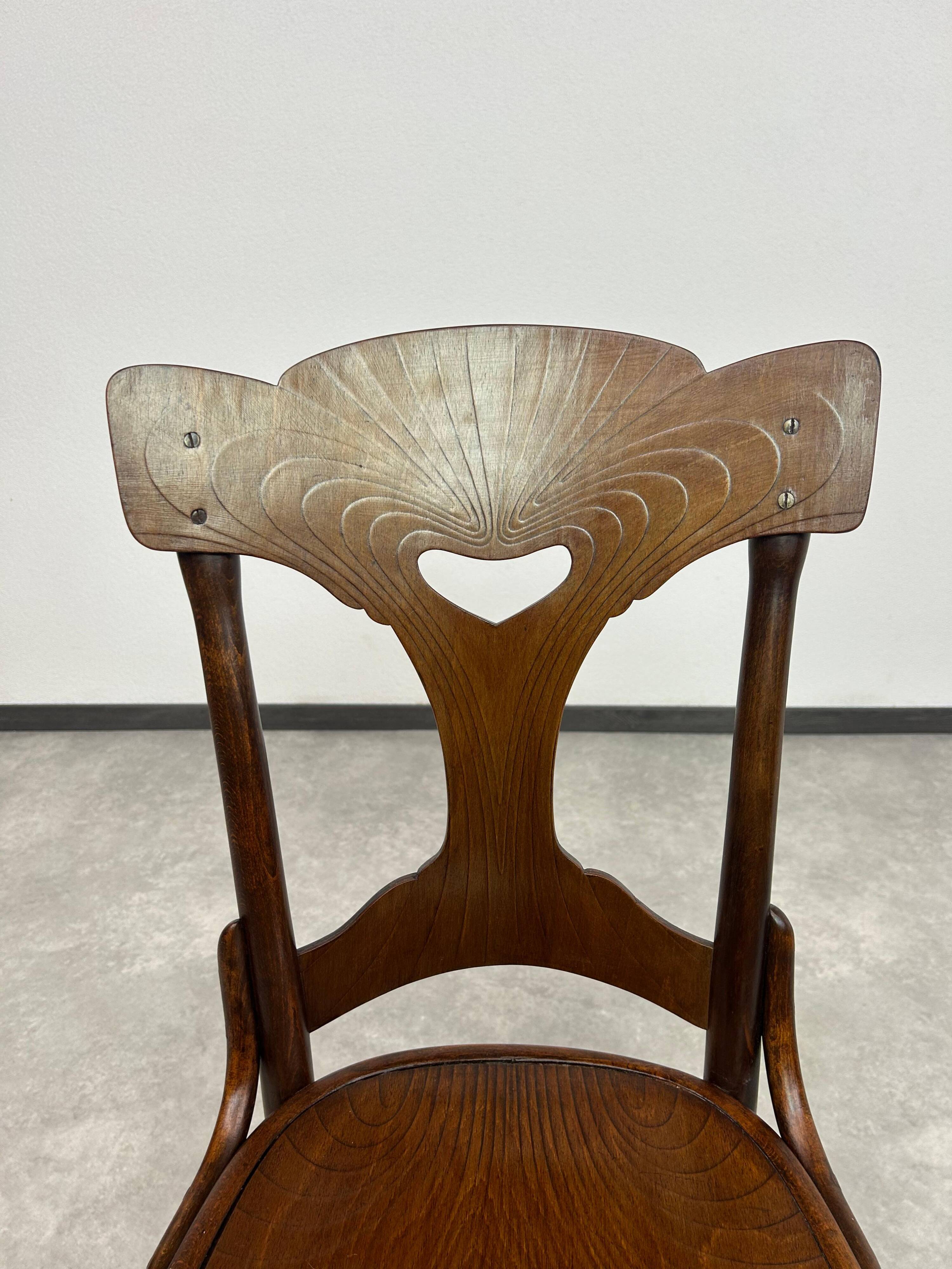 Chaise de salle à manger Jugendstil très rare n°522 par Thonet