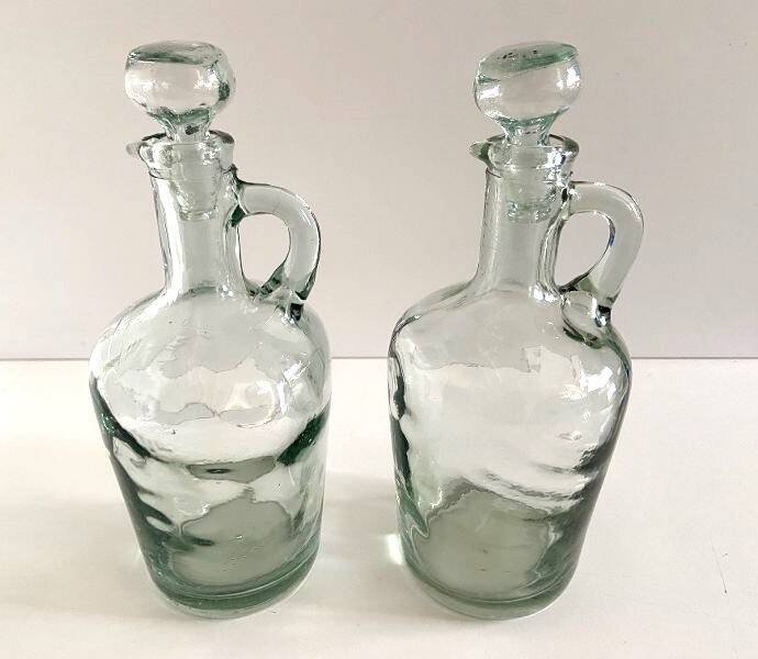 2 Vintage 70's Carafes Pourers Bottles Pitchers Olive Oil Vinegar Art