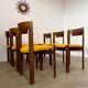 Set of 6 Scandinavian style chairs Girsberger 70s vintage solid wood mustard yellow