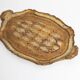 Vintage beige wooden decorative plate, Italy, 1960s