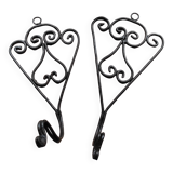 Set of 2 vintage wrought iron coat hooks / gallows / plant holders