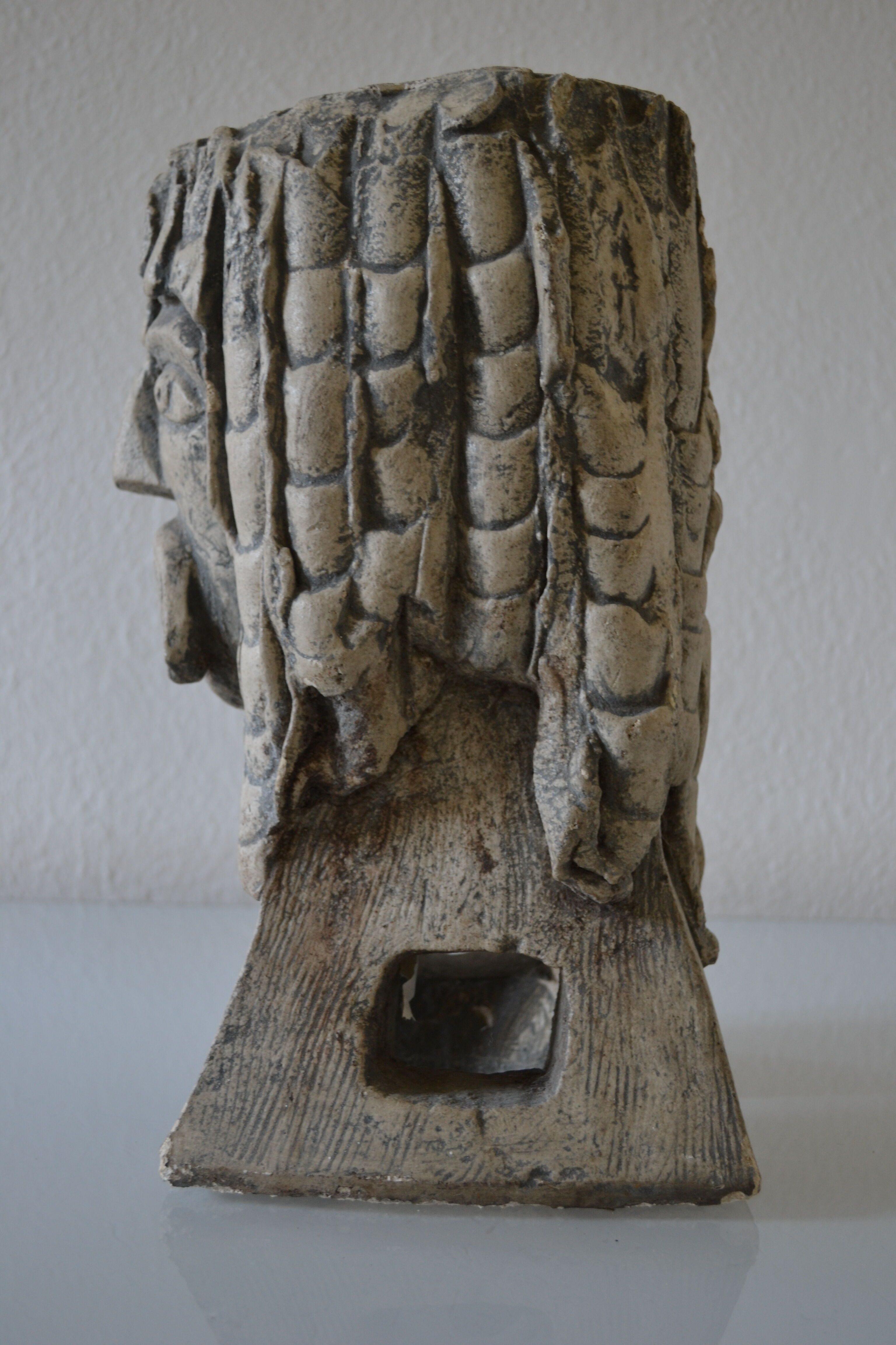 Lamp sculpture gallish head signed Mazoyer 1977