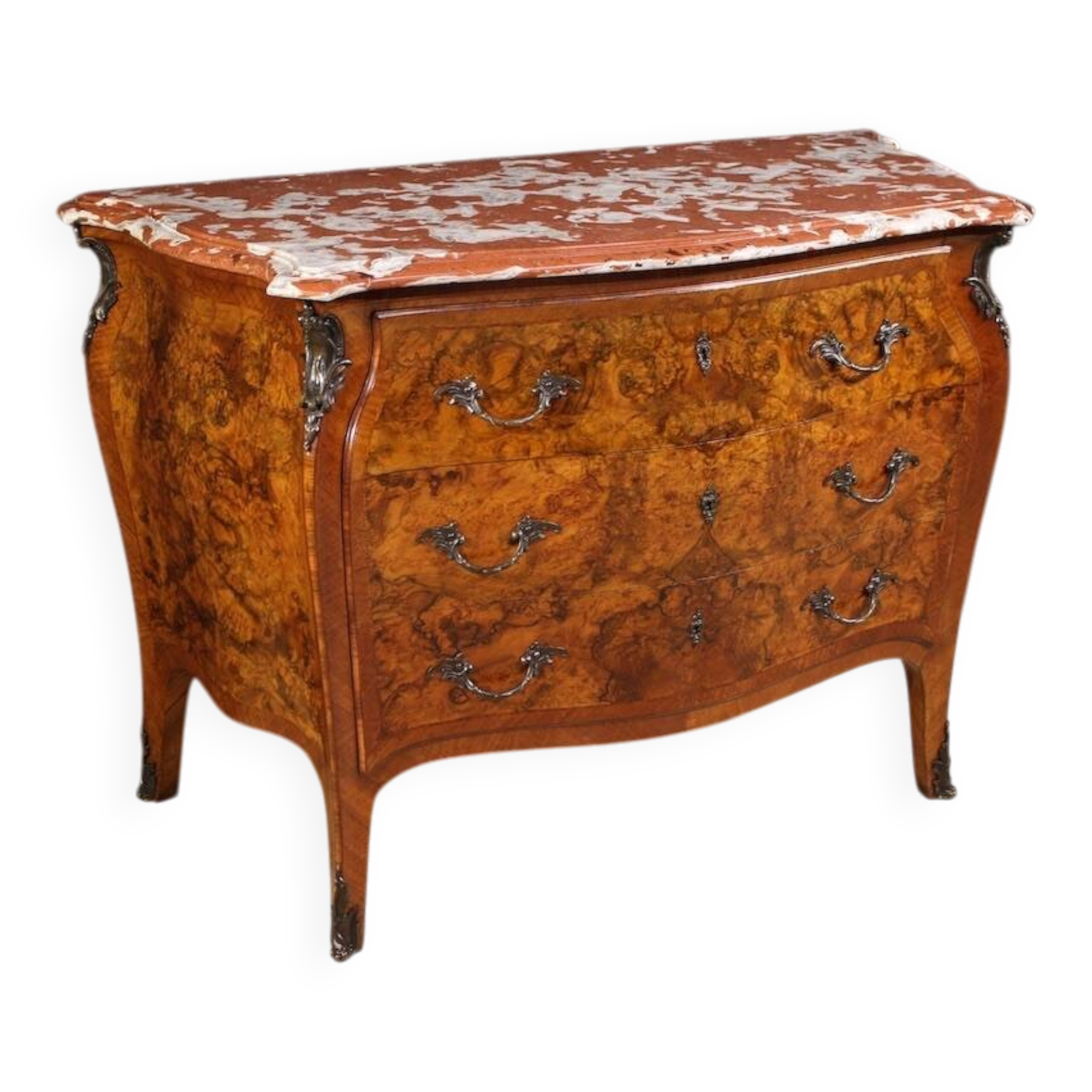 Lombard inlaid dresser in Louis XV style with marble top