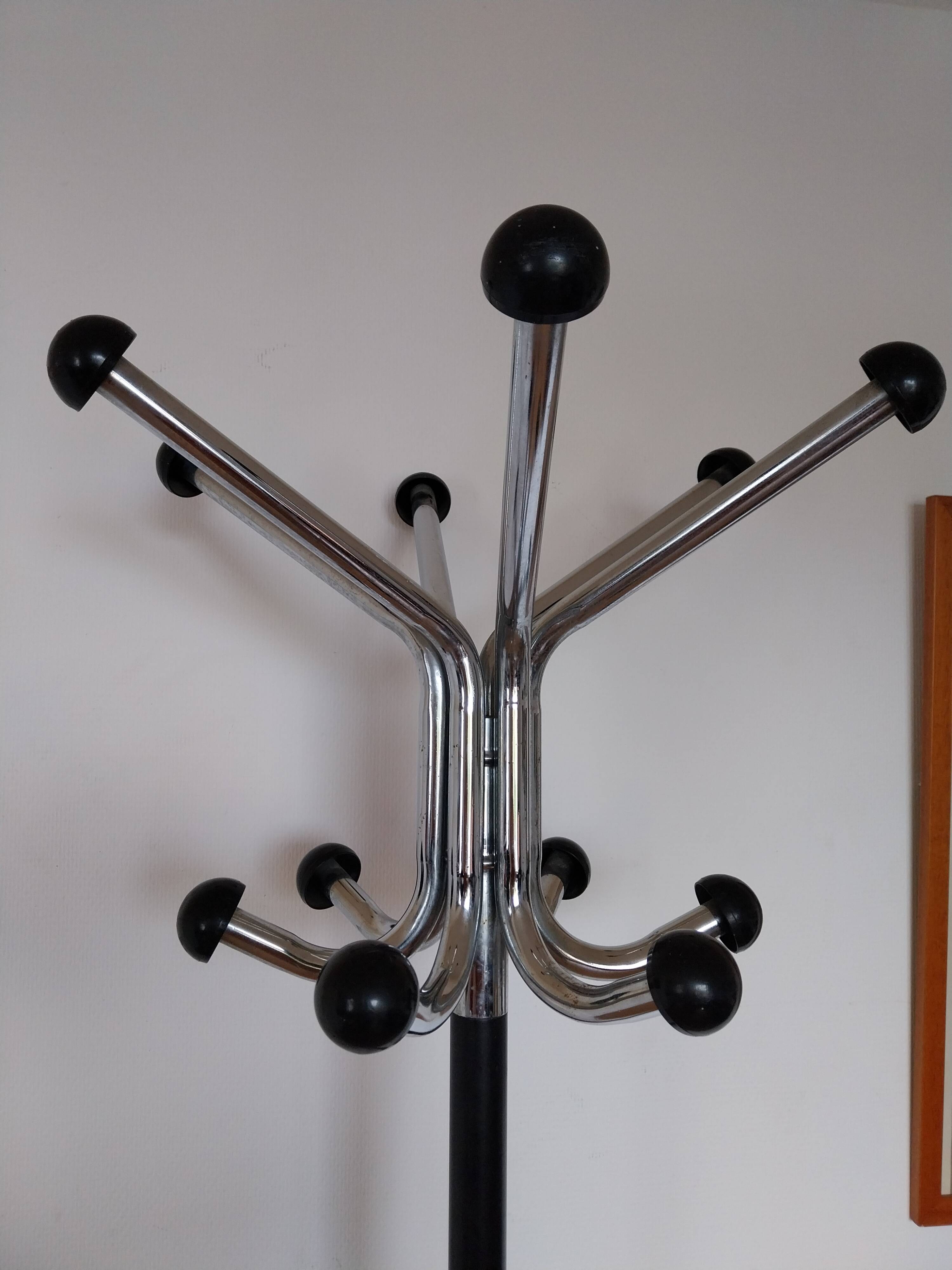 Chrome parrot coat rack with 12 hooks