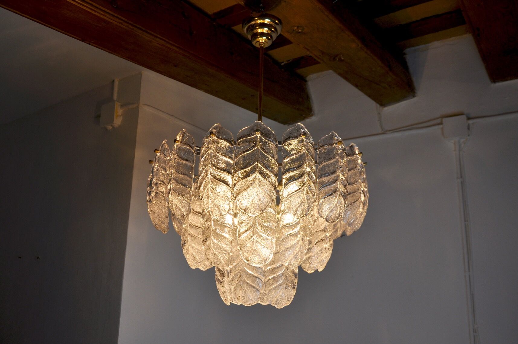 Lustre "Leaves" by Mazzega glass from Murano, Italy, 1970