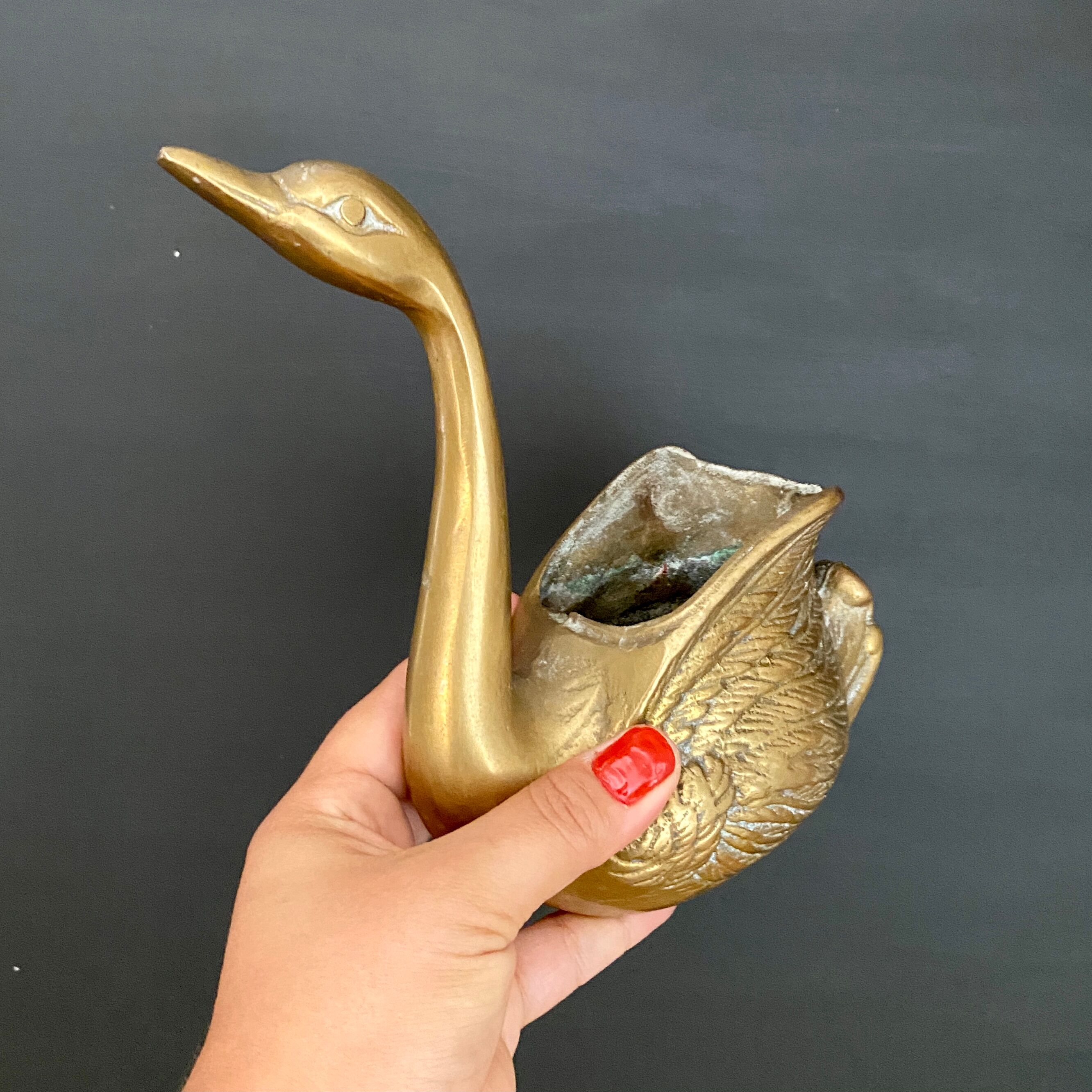 Brass swan pot cover