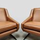 Vintage Italian cognac design lounge chairs 'Hermes style'