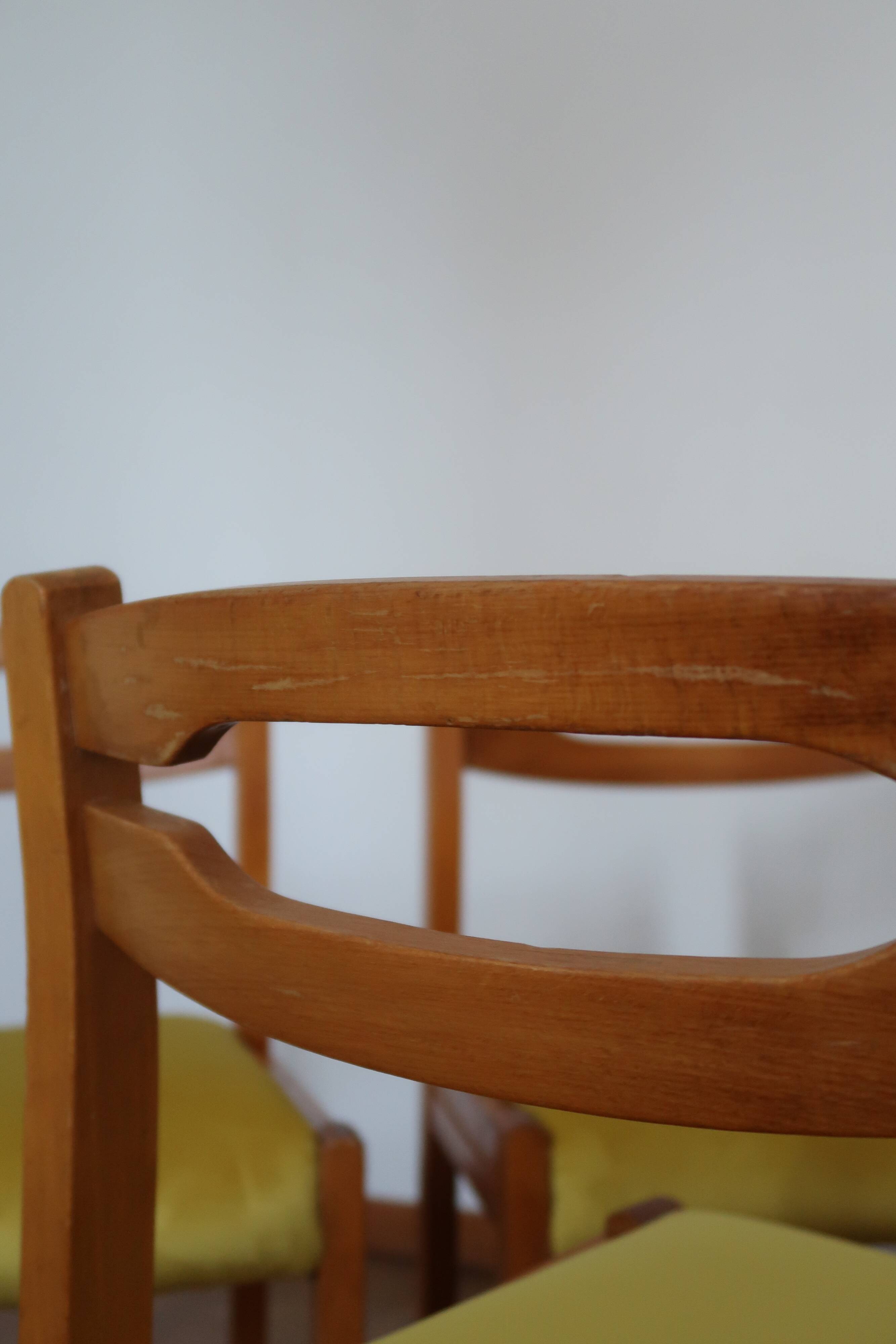6 chaises velours jaune