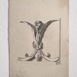 Old academic drawing ornament classical architecture late 19th century