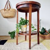 Table ancienne double plateaux ronds, sellette ou porte-plantes