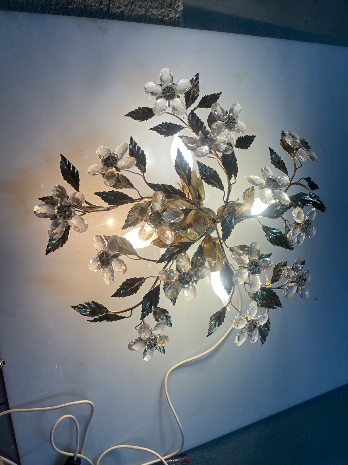 Plafonnier Crystal Flower en tôle