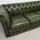 Chesterfield leather green sofa three seats
