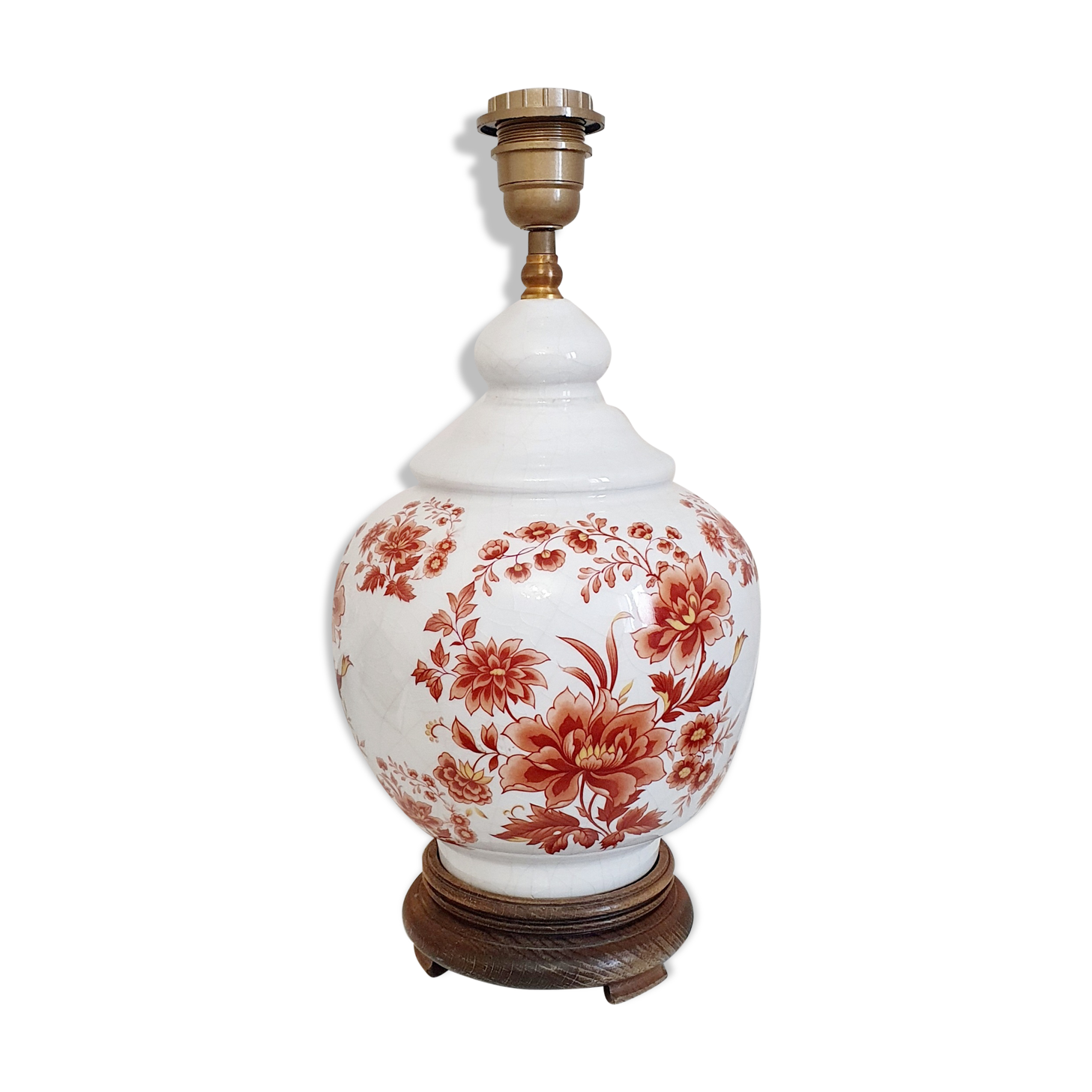 Lamp foot vintage floral decoration of the 60s