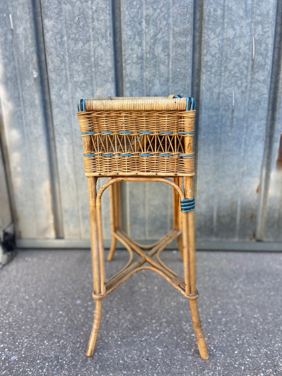 Vintage rattan storage unit