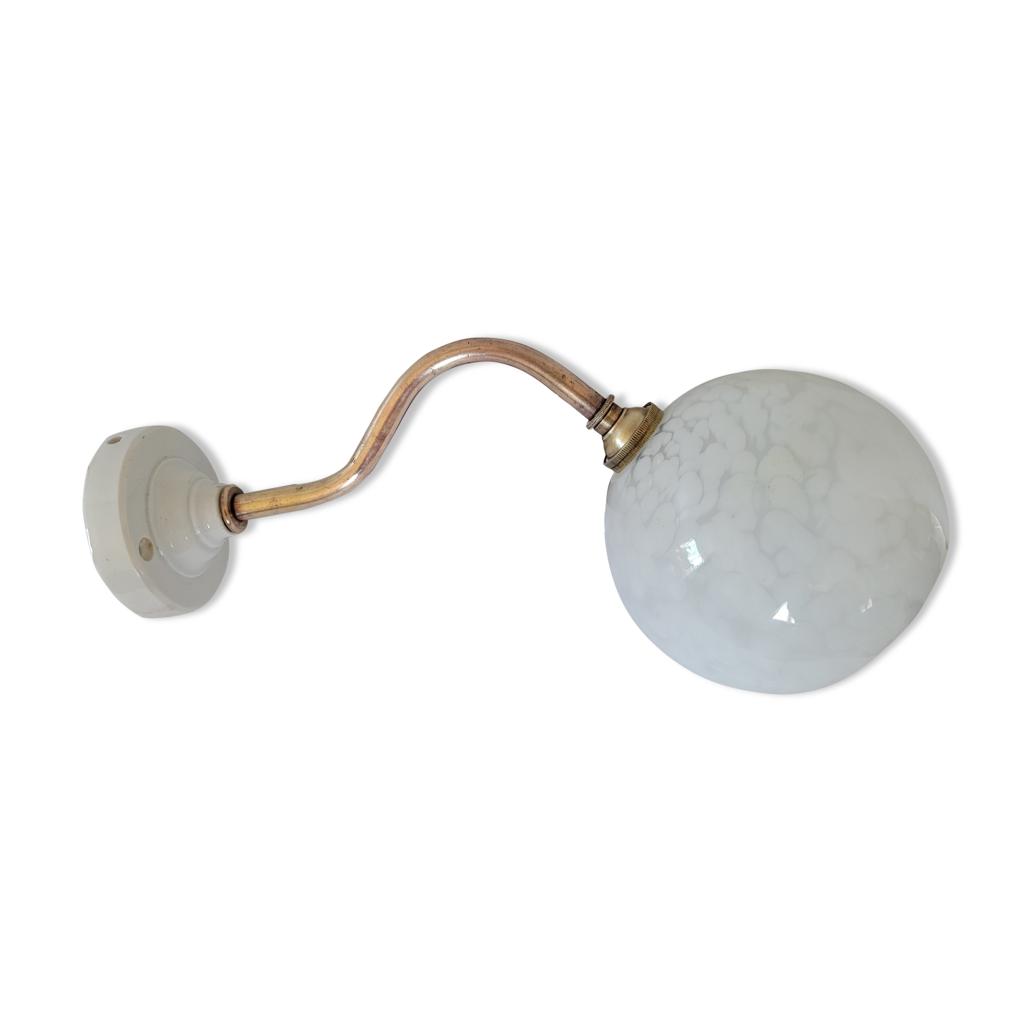 Brass and Clichy glass wall lamp