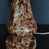 Vintage bedside lamp with wool shade and varnished terracotta base from the 60s
