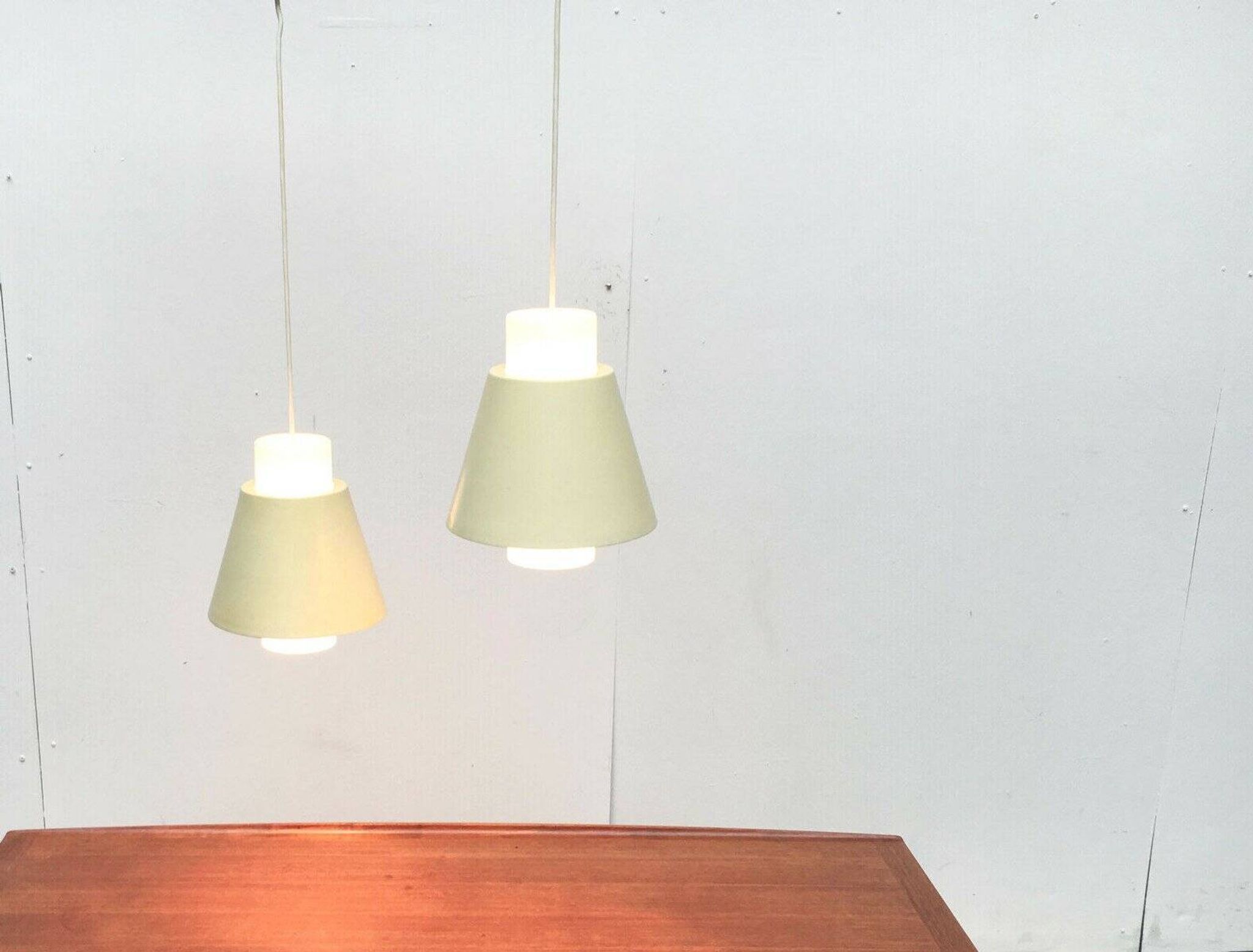 Glass and metal suspensions from the Mid-Century period, set of 2.