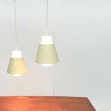 Glass and metal suspensions from the Mid-Century period, set of 2.