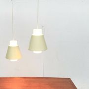 Glass and metal suspensions from the Mid-Century period, set of 2.