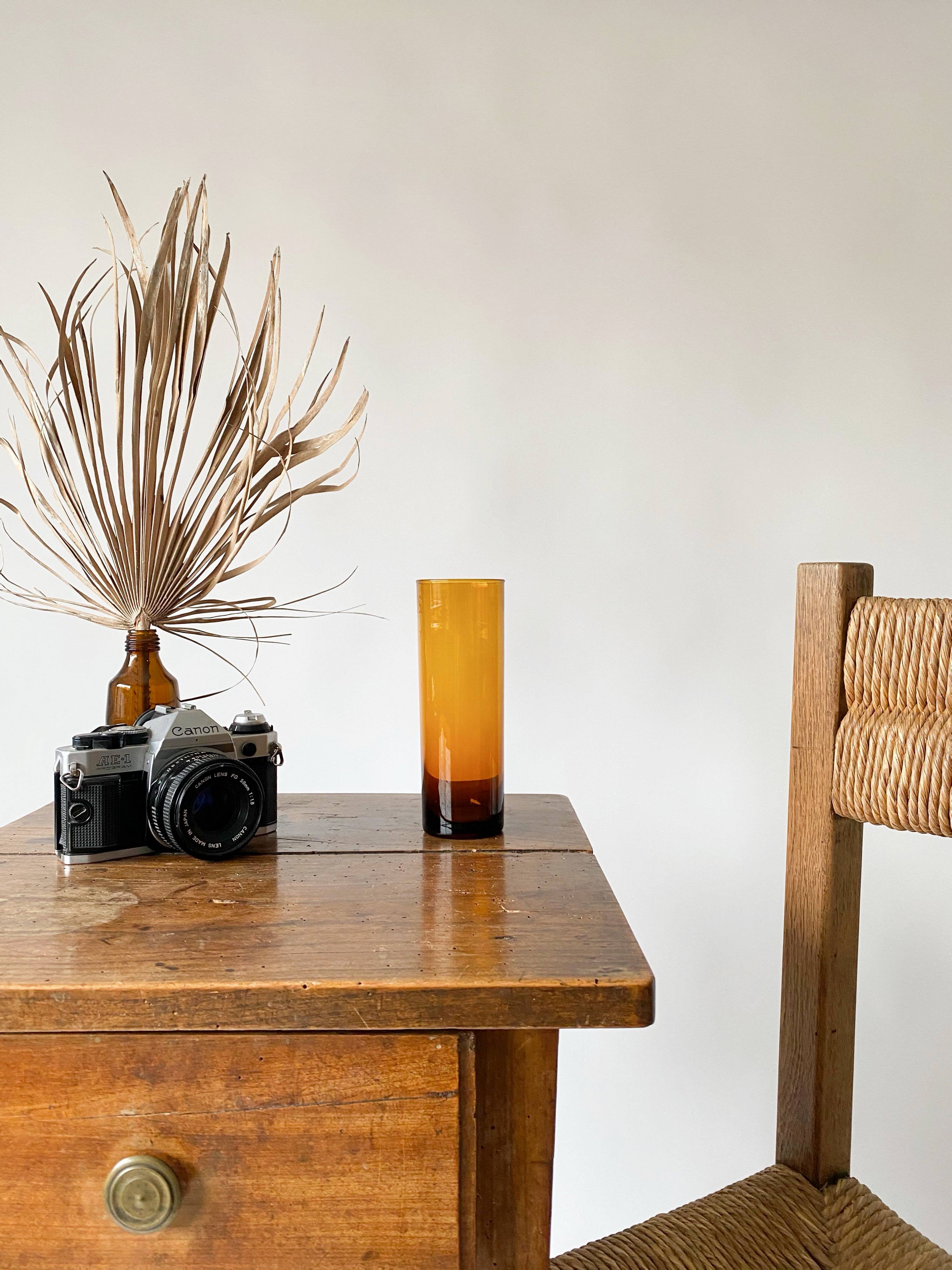 Set of 6 amber tube glasses