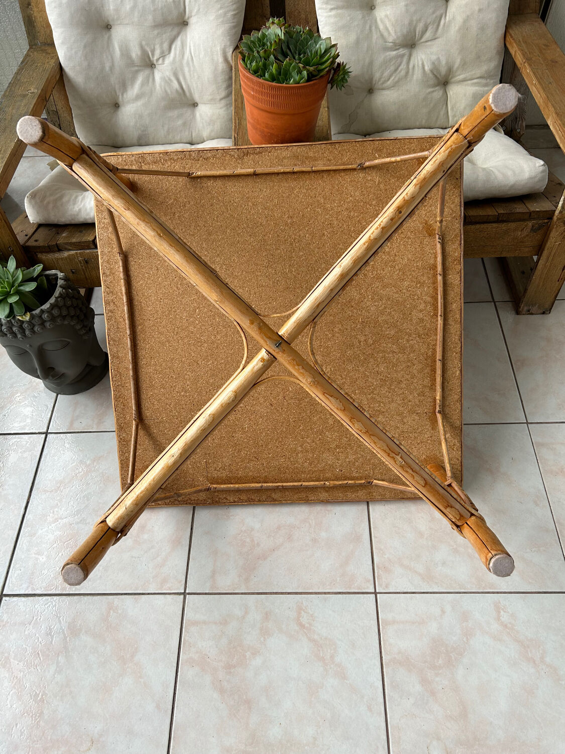 Square rattan coffee table - 67 cm