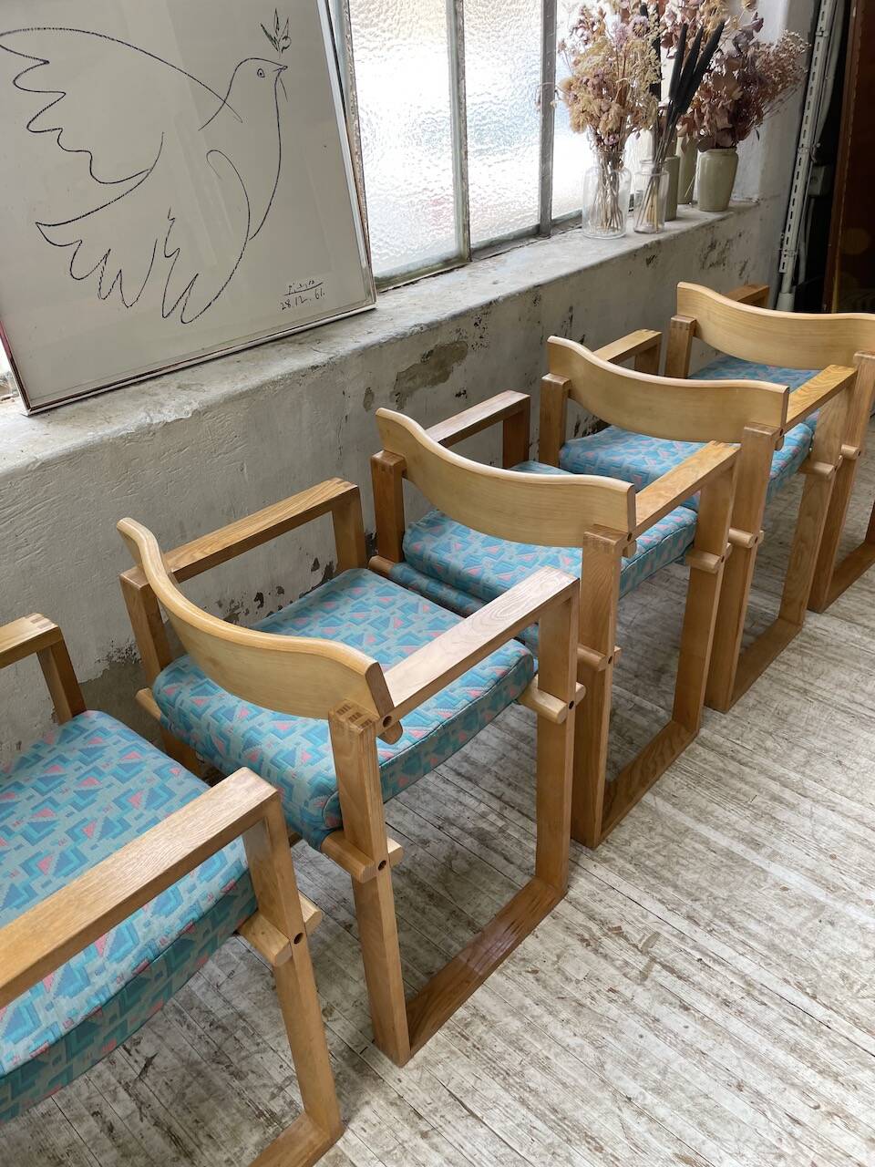 Set of 6 oak chairs with armrests Ate Van Apeldoorn