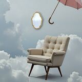 Small antique wall mirror in gilded resin – rocaille style