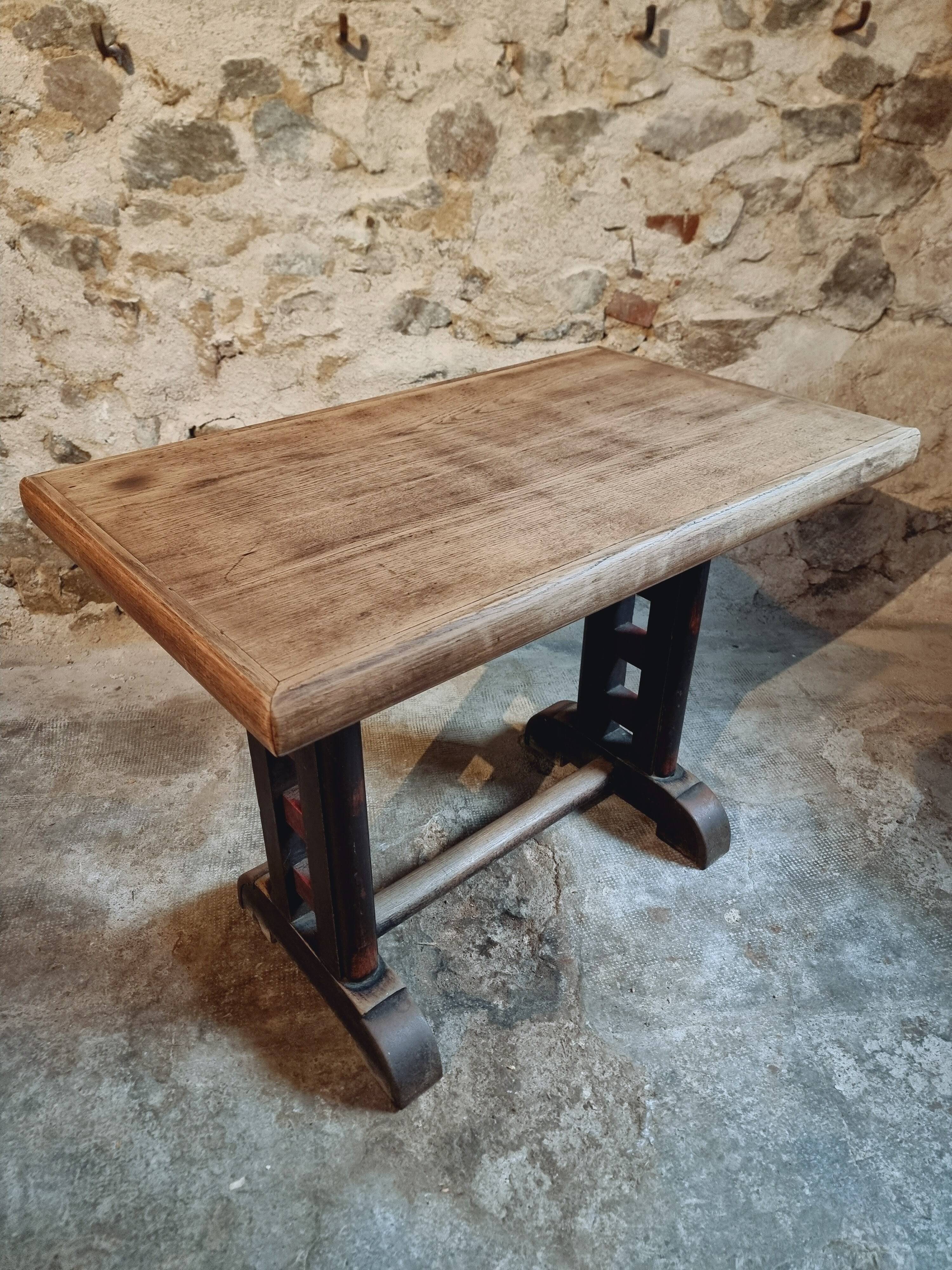 Antique oak bistro table – France, 1920s