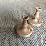 Pair of stoneware candle holders