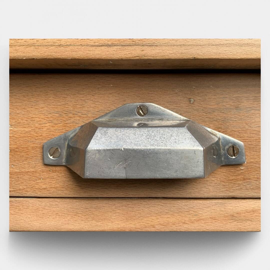 Art Deco farmhouse table in raw wood