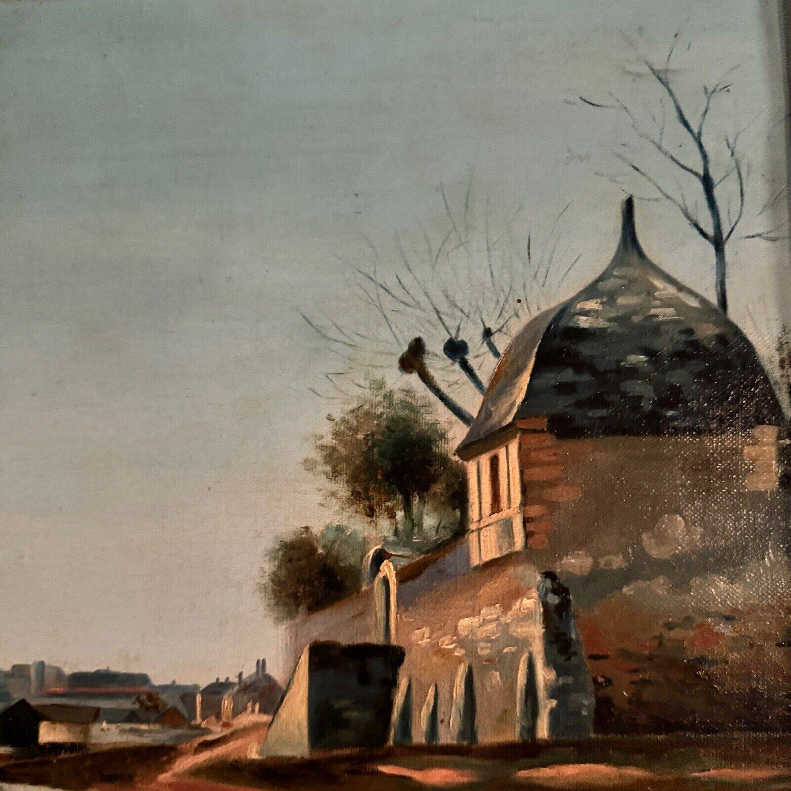 Oil on canvas riverside late 19th century monogram AT