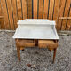 Wood and marble bathroom cabinet