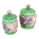 2 ceramic slip pots - pastel floral decor - vintage 80s