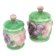 2 ceramic slip pots - pastel floral decor - vintage 80s