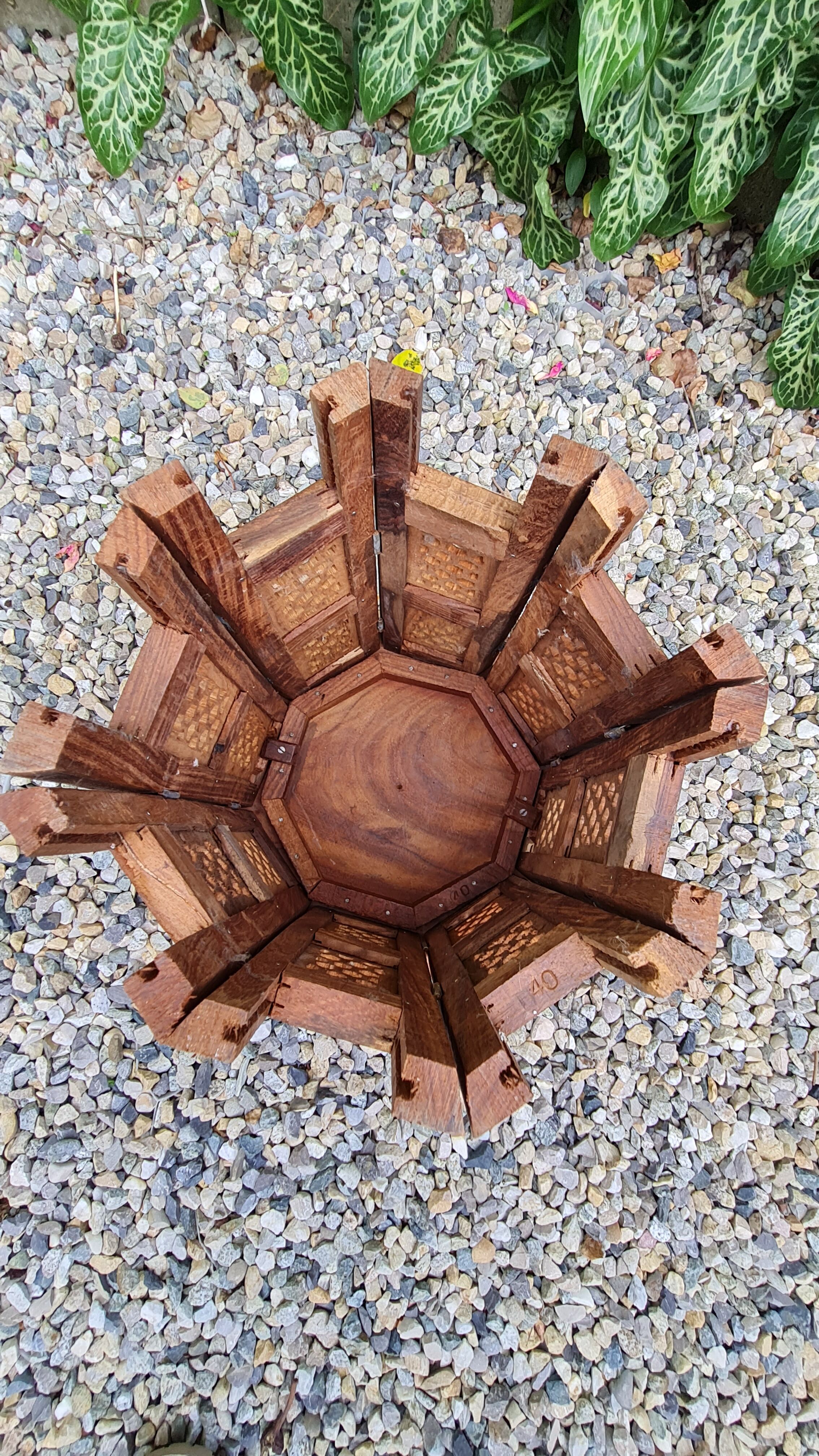 Folding wooden side table