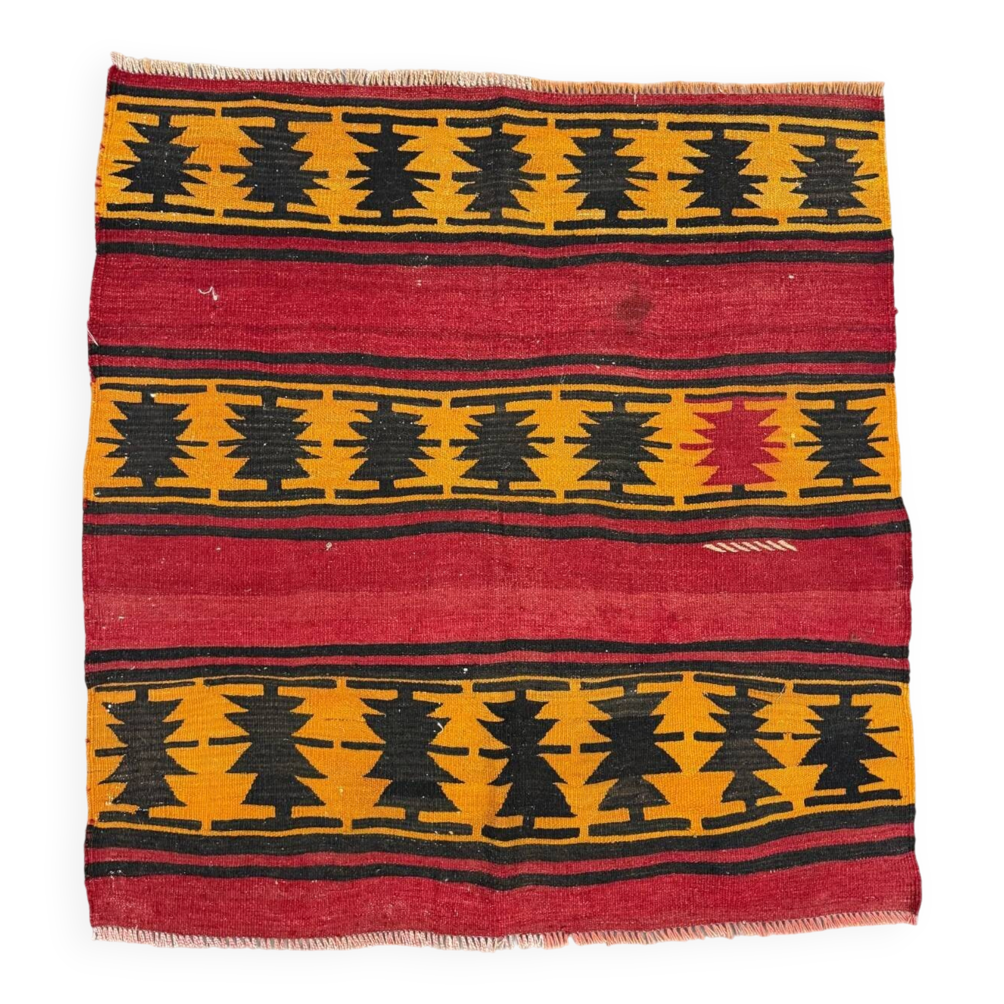 Small Turkish Kilim rug 116x110 cm square tribal kelim rug, 2517
