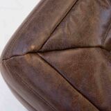 Vintage two-seater Togo sofa with arms in brown leather by Michel Ducaroy for Ligne Roset, 1970s