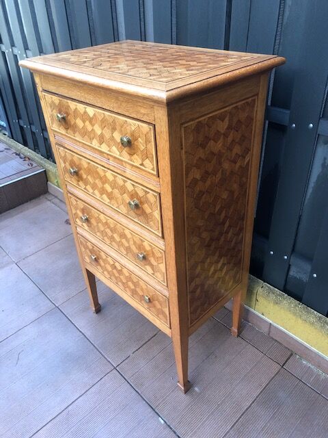 Commode art deco 1930 marqueterie damier