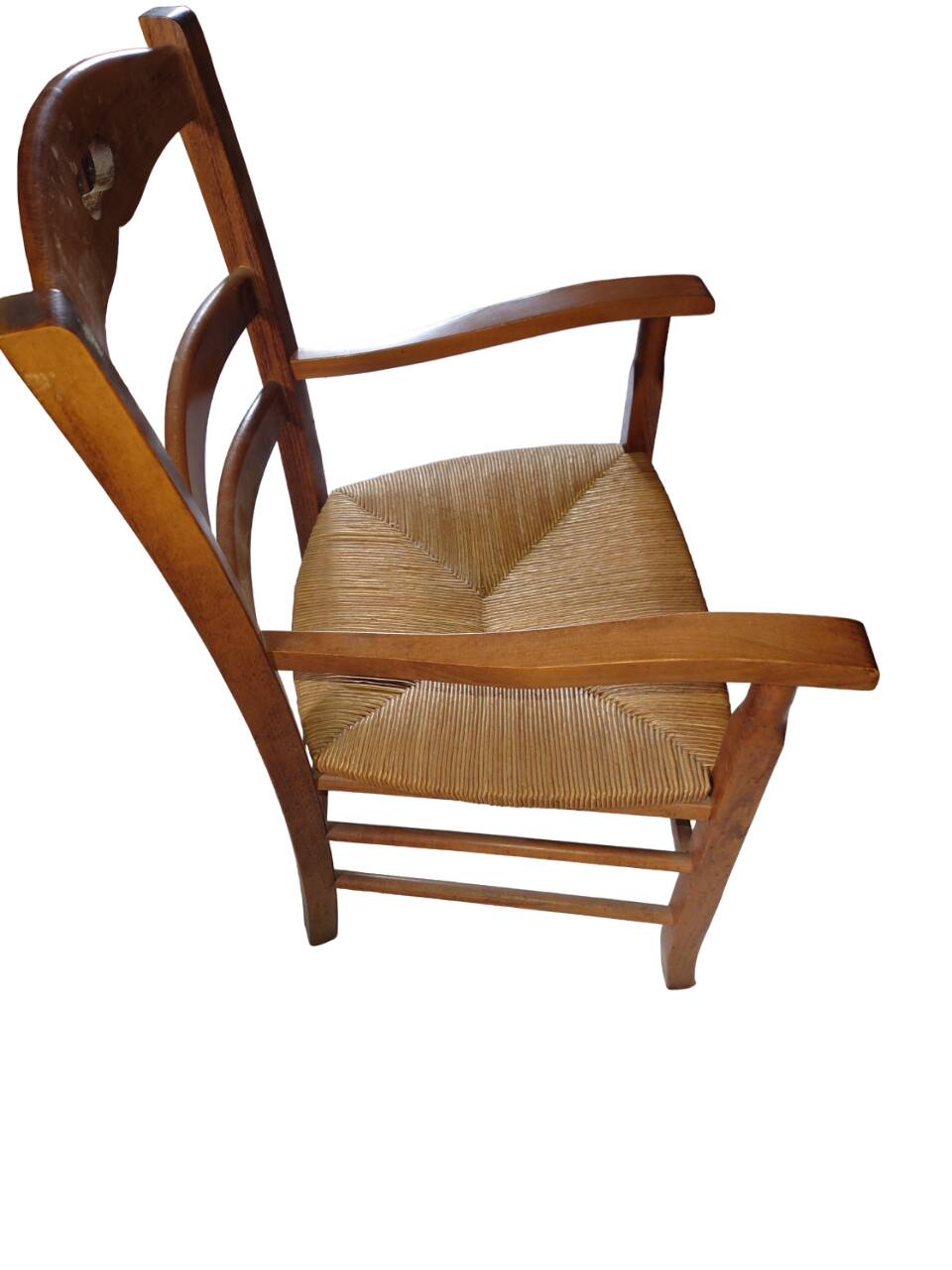 wooden armchair seat paid stained cherry