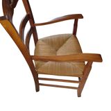 wooden armchair seat paid stained cherry