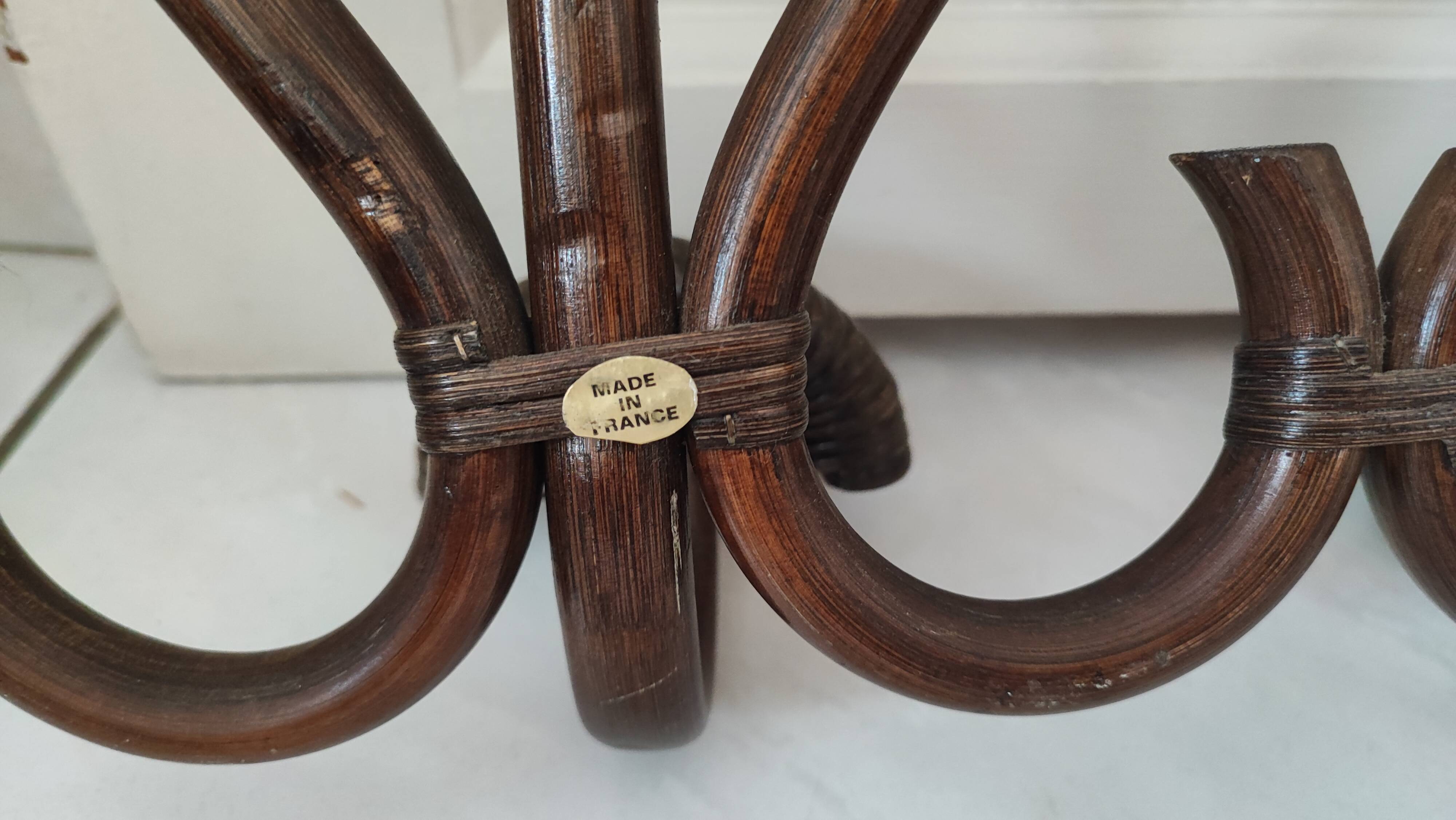 Vintage wooden rattan coat rack bamboo hat rack