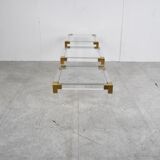 Set of 3 lucite and brass nesting tables, 1970s