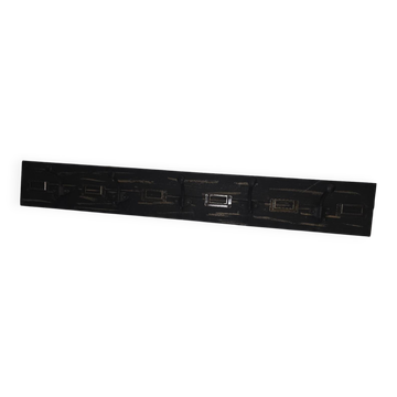 Porte manteaux d'écolier avec étiquettes en bois patiné noir 0