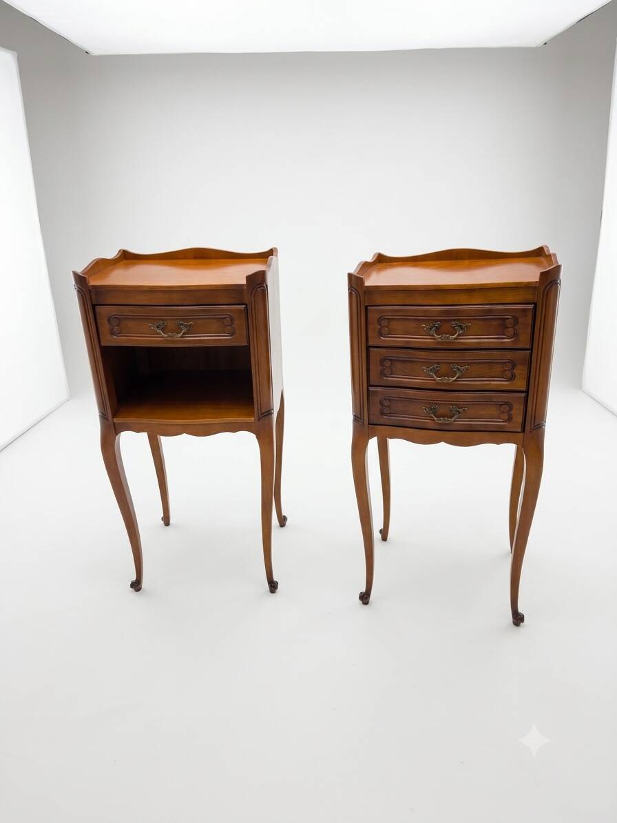 Pair of Louis XV style bedside tables in cherry wood.